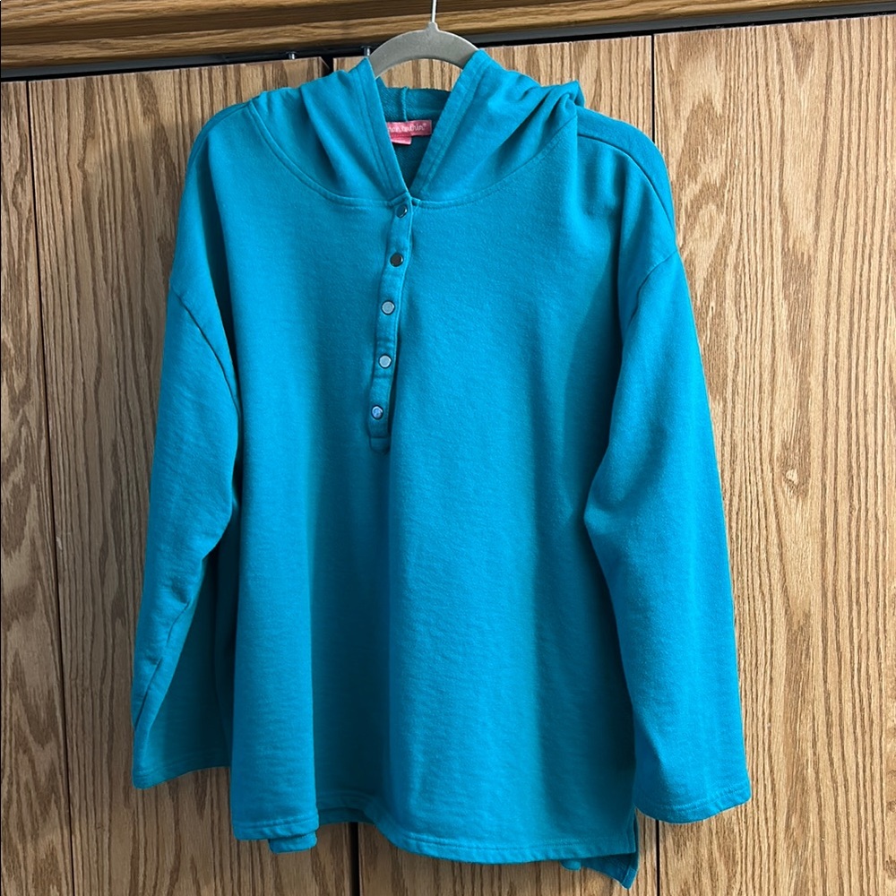 Woman Within Teal Relaxed Fit Hoodie